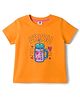 Zero Sinker Knit Half Sleeves T-Shirt with Drink Print - Golden
