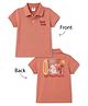 Zero Sinker Knit Half Sleeves Polo T-Shirt with Beach Print - Brown