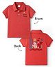 Zero Sinker Knit Half Sleeves Polo T-Shirt with Beach Print - Coral