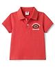 Zero Sinker Knit Half Sleeves Polo T-Shirt with Rugby Embroidery - Coral
