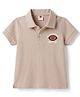 Zero Sinker Knit Half Sleeves Polo T-Shirt with Rugby Embroidery - Beige