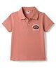 Zero Sinker Knit Half Sleeves Polo T-Shirt with Rugby Embroidery - Brown