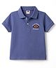 Zero Sinker Knit Half Sleeves Polo T-Shirt with Rugby Embroidery - Blue