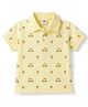 Zero Sinker Knit Half Sleeves Polo T-Shirt with Car Print - Light Yellow