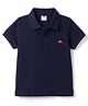 Zero Sinker Knit Half Sleeves Polo T-Shirt with Dolphin Embroidery - Navy Blue
