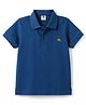 Zero Sinker Knit Half Sleeves Polo T-Shirt with Dolphin Embroidery - Blue