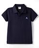 Zero Sinker Knit Half Sleeves Polo T-Shirt with Rugby Embroidery - Grey
