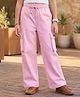 Pine Kids Cotton Knit Full Length Solid Lounge Pant With Cargo Pockets - Pink