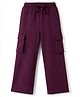 Pine Kids Cotton Knit Full Length Solid Track Pant With Cargo Pockets - Plum