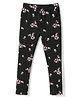 Pine Kids Cotton Lycra Knit Full Length Floral Printed Leggings With Stretch - Black