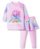 KIDLINGSS Full Raglan Sleeves Mermaid Printed 2 Piece Top & Leggings With Attached Skirt - Pink