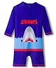 KIDLINGSS Half Raglan Sleeves Shark Printed Legged Swimsuit - Navy Blue