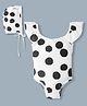 KIDLINGSS Frill Sleeves Polka Dots Printed Swim Suit With Cap - White