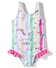 KIDLINGSS Sleeveless Frill Detailed Unicorn & Rainbow Printed Swimsuit - Multi Colour