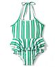 KIDLINGSS Sleeveless Striped & Frill Detailed Swimsuit - Green