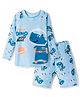 KIDLINGSS Full Sleeves Dinosaur Printed 2 Piece Swimsuit - Light Blue