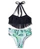 KIDLINGSS Sleeveless Shredded Frill Detailed 2 Piece Swimsuit - Black & Green