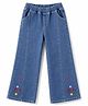 Mark & Mia Full Length Cut N Sew Washed Jeans With Bow Applique - Blue