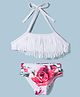 KIDLINGSS Sleeveless Shredded Frill Detailed 2 Piece Swimsuit - White & Red