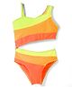 KIDLINGSS Sleeveless Colour Blocked V Cut Swimsuit - Orange