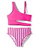 KIDLINGSS Sleeveless Solid & Striped 2 Piece Swimsuit - Dark Pink