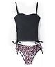 KIDLINGSS Sleeveless Solid & Leopard Printed 2 Piece Swimsuit - Black