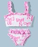 KIDLINGSS Sleeveless Bow Printed Frill Detailed 2 Piece Swimsuit - White & Pink