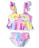 KIDLINGSS Frill Sleeves Tie Dye 2 Piece Swimsuit - Pink