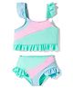 KIDLINGSS Frill Sleeves Colour Blocked 2 Piece Swimsuit - Sea Green