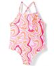KIDLINGSS Sleeveless Abstract Printed Swimsuit - Pink & Orange