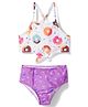 KIDLINGSS Sleeveless Knot Detailed Donuts Printed 2 Piece Swimsuit - White & Purple