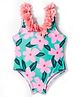 KIDLINGSS Sleeveless Floral Printed Swimsuit - Green & Pink