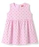 Babyhug Single Jersey Knit Sleeveless Flared One Piece Dress With Heart Print - Pink