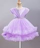 Enfance Net Woven Sleeveless Sequin & Ruffle Detailed Party Dress - Lavender