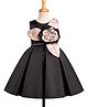 Enfance Silk Woven Sleeveless Flower Applique Pleated Party Dress - Black