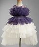 Enfance Net Woven Sleeveless Ruffle Layered Party Frock - Purple