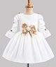 Enfance Woven Full Sleeves Rose Applique Party Dress - White