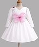 Enfance Woven Full Sleeves Flower Applique Party Dress - White