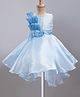 Enfance Woven Sleeveless Sequin & Flower Embellished High-Low Party Dress - Light Blue