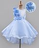 Enfance Woven Sleeveless Sequin & Flower Embellished High-Low Party Dress - Light Blue