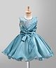 Enfance Woven Sleeveless Sequin Pearl & Bow Detailed Party Dress - Teal Blue
