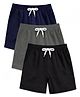 KUCHIPOO Cotton Blend Knit Pack Of 3 Solid Shorts - Navy Blue Olive Green & Black