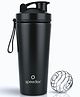 YouFit Stainless Steel Gym Shaker Bottle 750ml with Mixing Ball | Leakproof, Wide Mouth, Flip Cap, Metal Shaker for Men & Women | Black