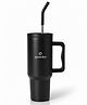 Speedex 1200ml Insulated Stainless Steel Tumbler with Handle, Straw & Cleaning Brush | Double Wall Leakproof Sipper Bottle, 24H Cold 18H Hot Travel Mug (Black)