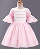 Enfance Woven Full Sleeves Pearl Detailed & Floral Embroidered Party Dress - Light Pink