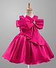 Enfance Woven Cold Shoulder Sleeves Bow Applique & Sequin Detailed Party Dress - Dark Pink