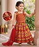 Babyhug Cambric Woven Sleeveless Floral Printed Lehenga Choli Set With Dupatta - Red