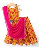 Babyhug Cambric Woven Sleeveless Floral Printed Choli & Lehenga Set With Dupatta - Mustard