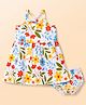Doodle Poodle Single Jersey Knit Sleeveless Frock & Bloomer With Floral Print - White