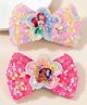 Yellow Bee Set Of 2 Disney Princess Featuring Characters Bow Applique Detailed Sequins Embellished Hair Clips - Pink